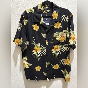Croft & Barrow Black and Yellow Floral Button Down Shirt